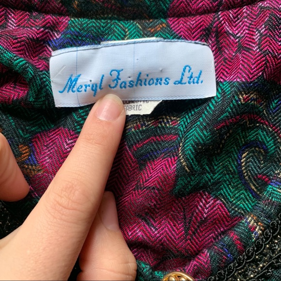 Vintage 80s Quilted Floral blazer size M - Picture 5 of 7